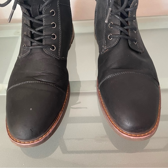 FLORSHEIM LODGE CAP TOE LACE BOOT black crazy horse Men’s 7.5 Leather Chukka - Picture 9 of 11